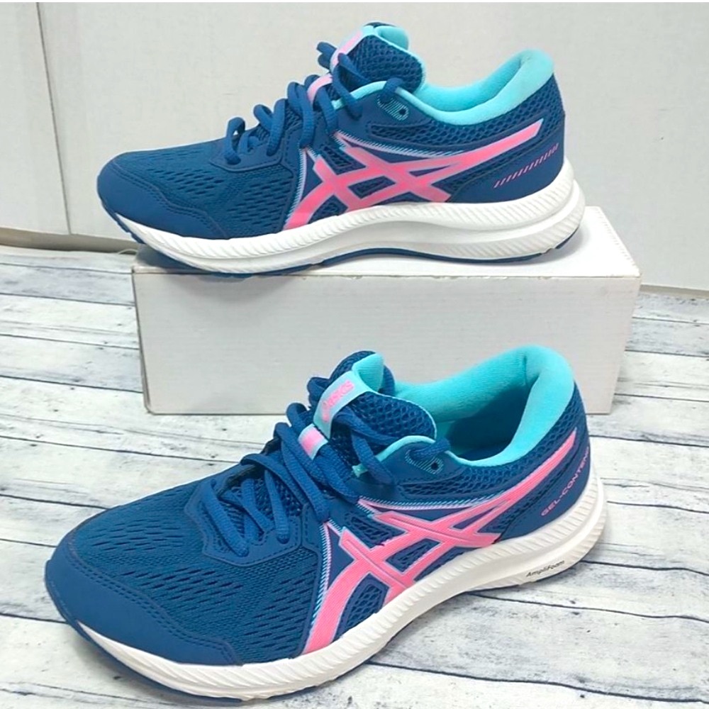 Asics Gel Contend 7 Shoes Womens Size 8 Blue/pink, Like new!